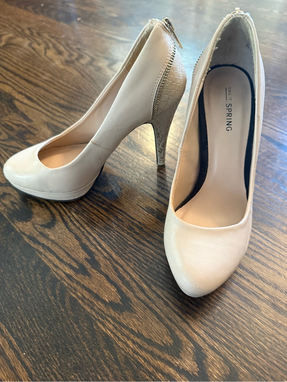 Call It Spring Beige Platform Pump with Textured Heel